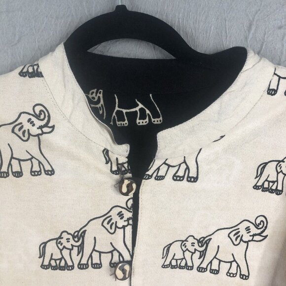 Black White Elephant Mom Baby Jacket Womens Extra Large Reversible Artsy - Picture 4 of 16